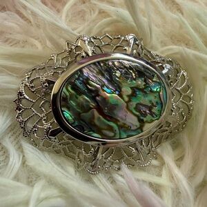 Silver Abalone Shell Brooch
